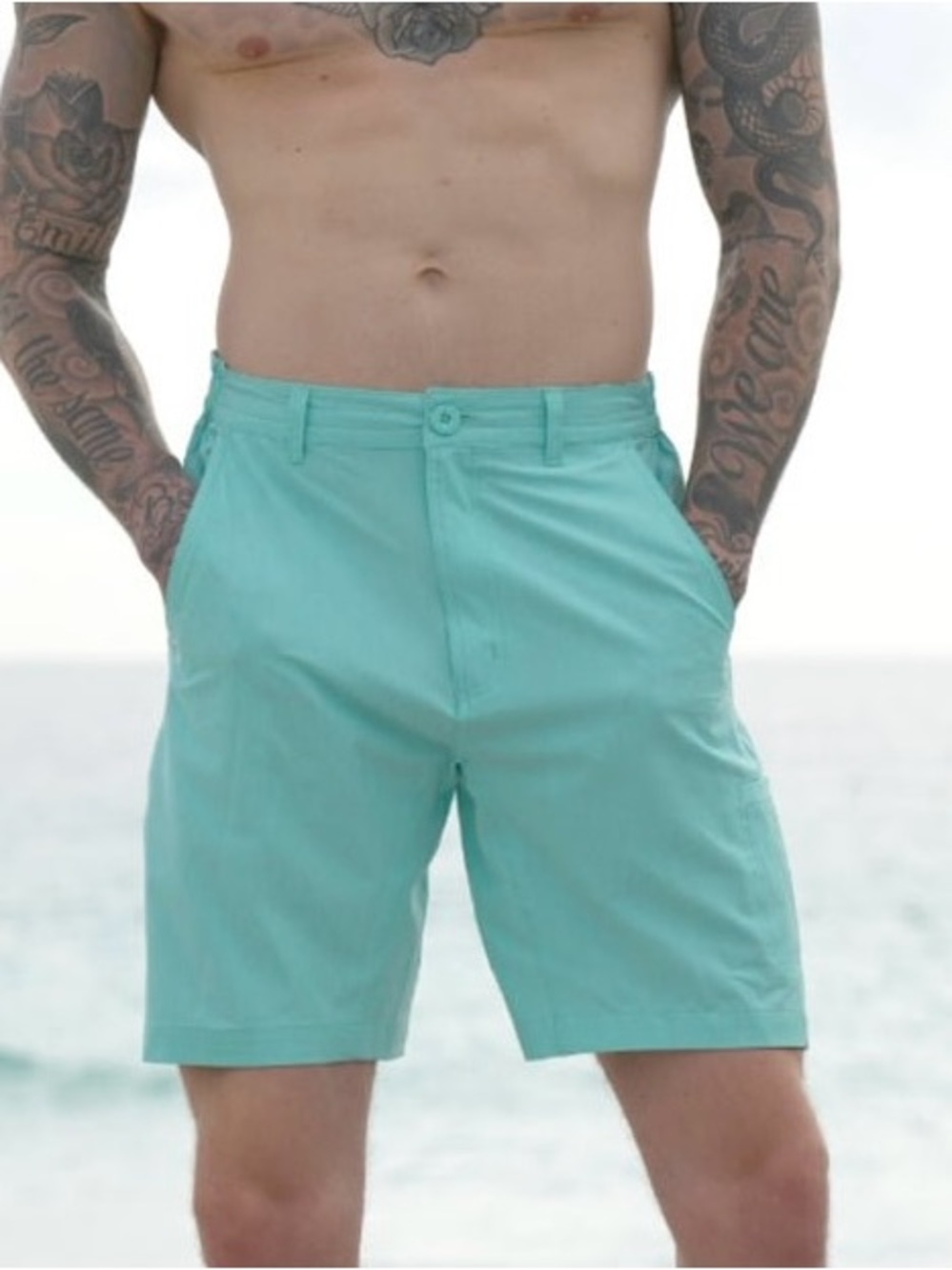 Mad Pelican Men's Mint Green Hybrid Surf Shorts Beach Casual Performance